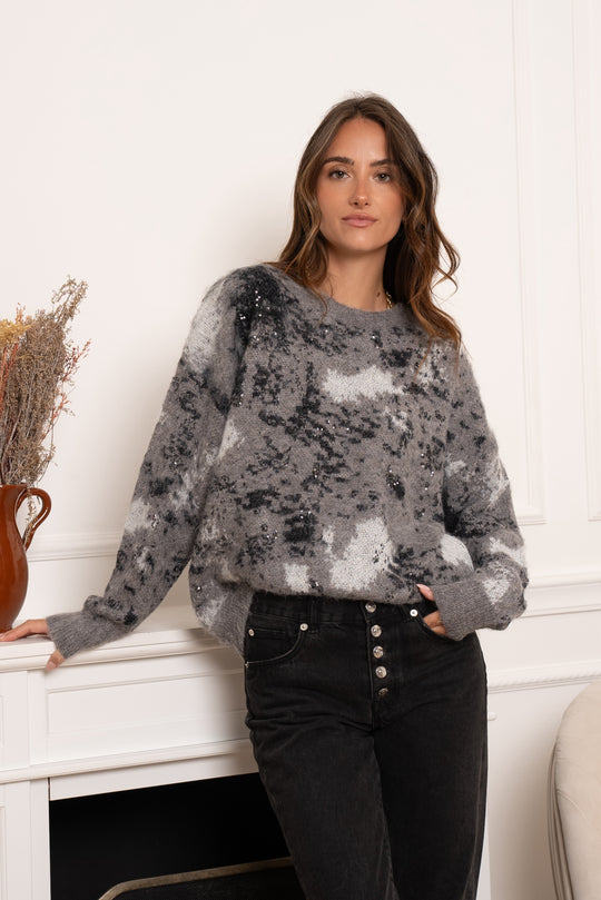 Pull délavée gris /TVP163