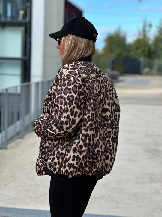 Parka court réversible Noir/leopard