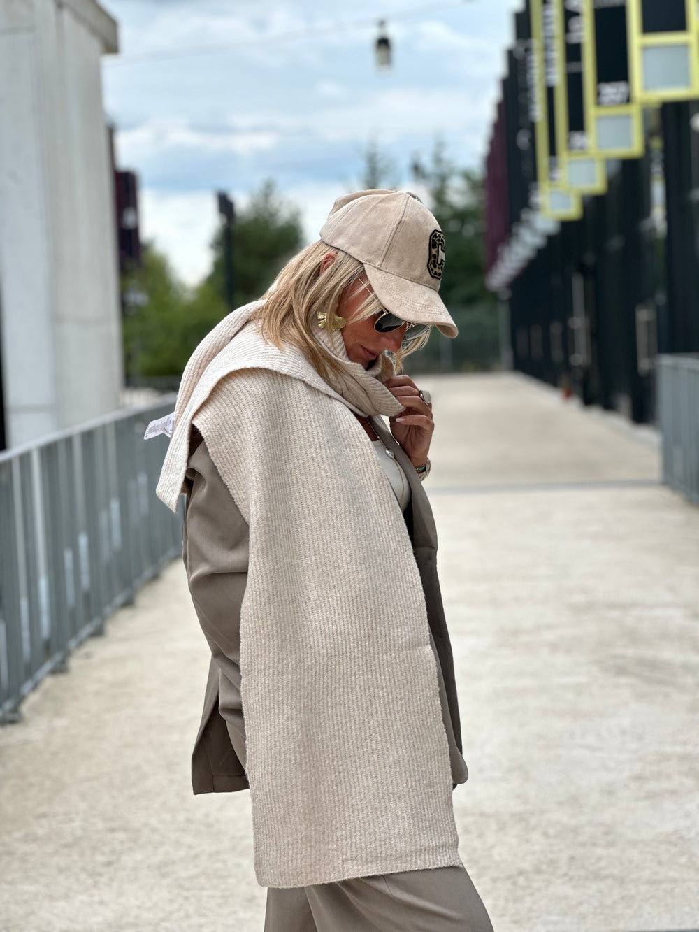 Col zip écharpe beige