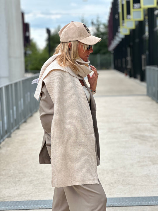 Col zip écharpe beige