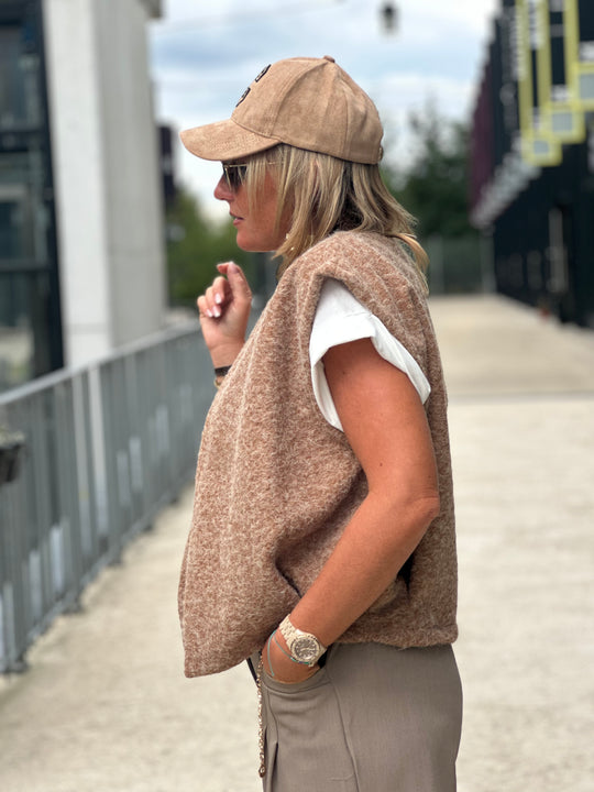 Gilet lainer sans manches camel