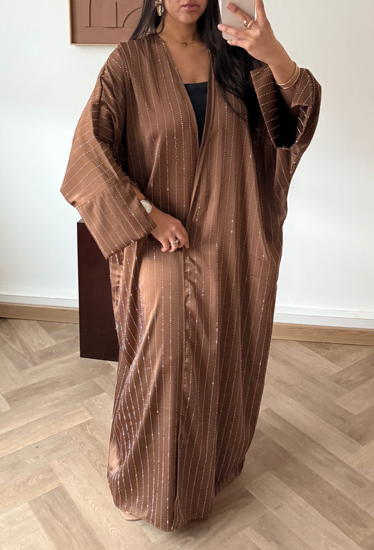 Kimono abaya strass Marron/N11