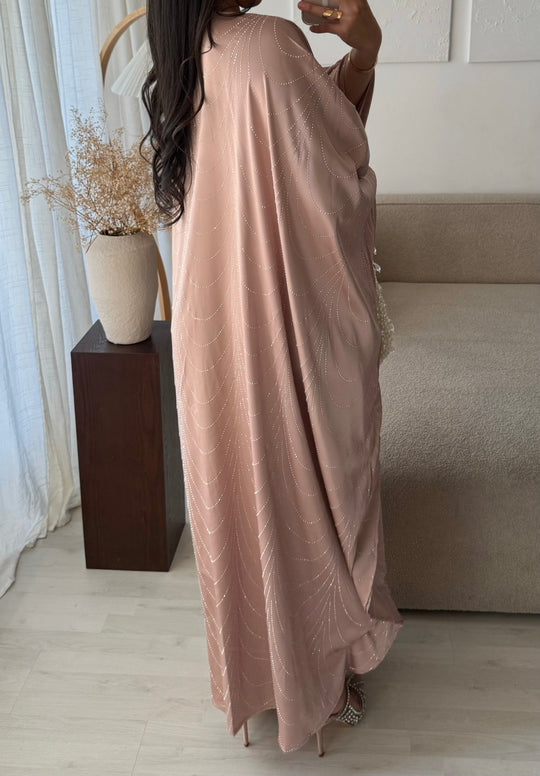 Robe abaya strass Rose / N08