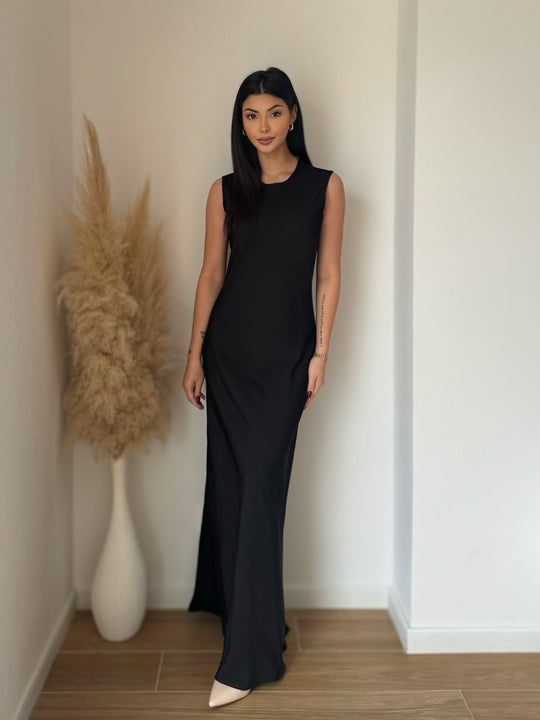 Robe longue simple Lucie Noir/ Pn267