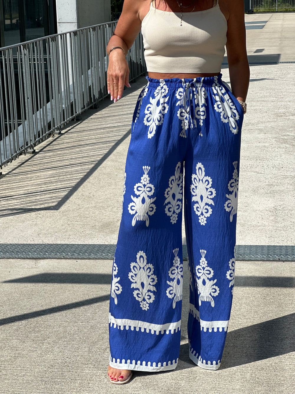 Pantalon imprimé Liliane Bleu