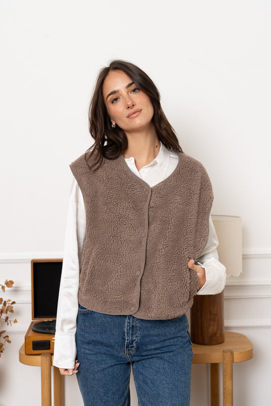 Gilet moumoute Taupe /2169