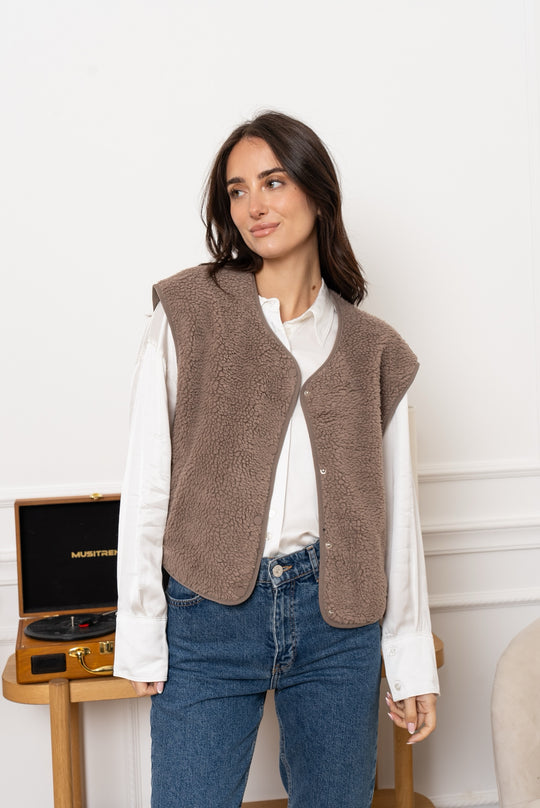 Gilet moumoute Taupe /2169