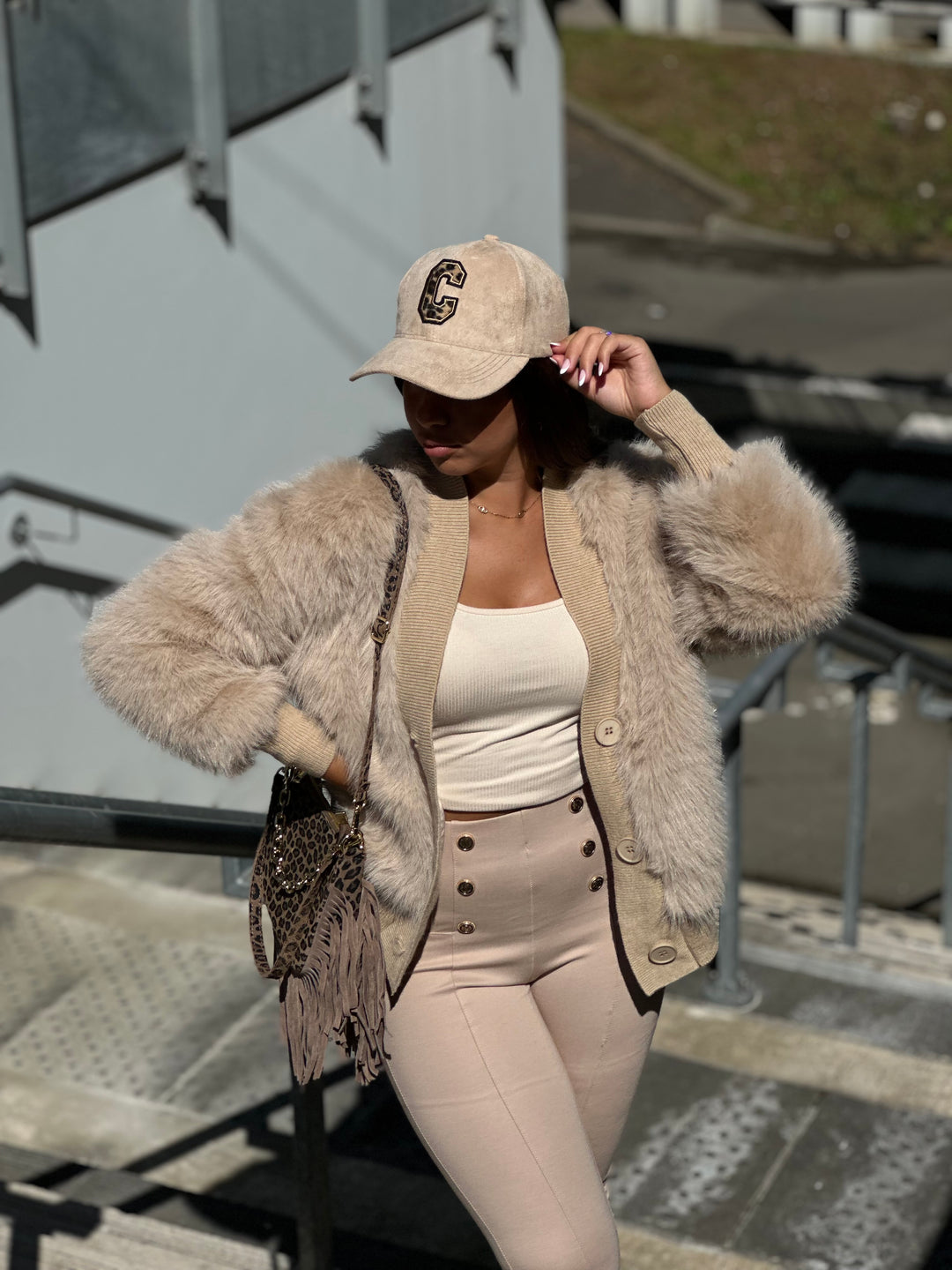 Veste/gilet court Nana fourrure beige