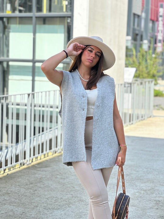 Gilet loose Émilie taupe