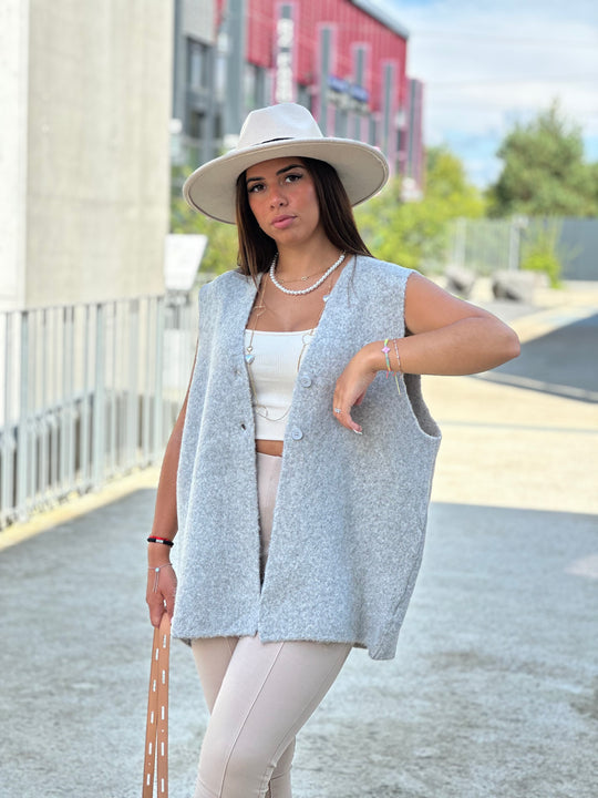 Gilet loose Émilie taupe