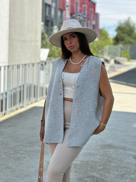 Gilet loose Émilie taupe