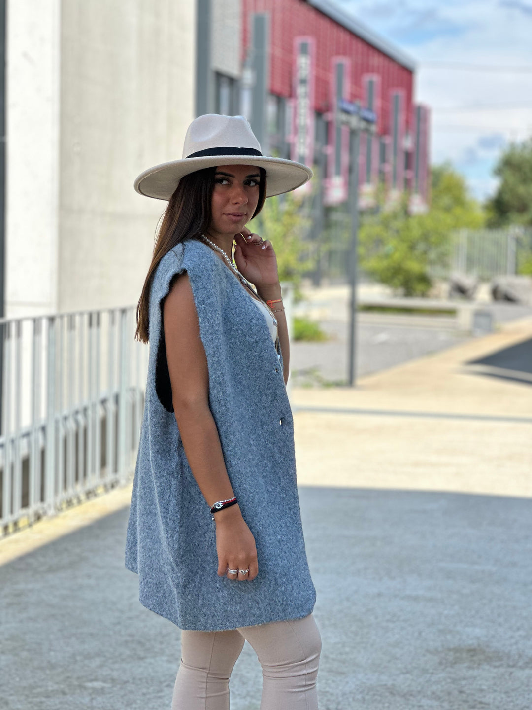 Gilet loose Émilie Gris