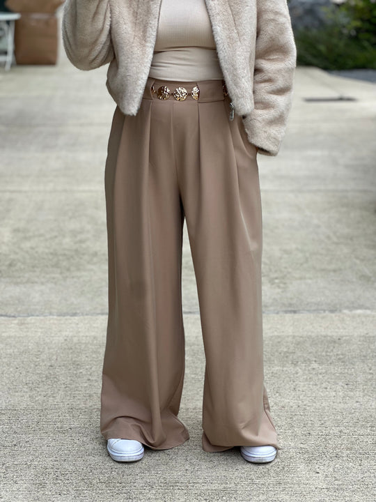 Pantalon palazzo pince Camel