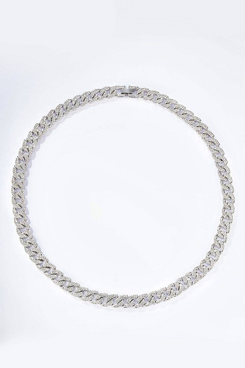 Collier chaîne strass argent