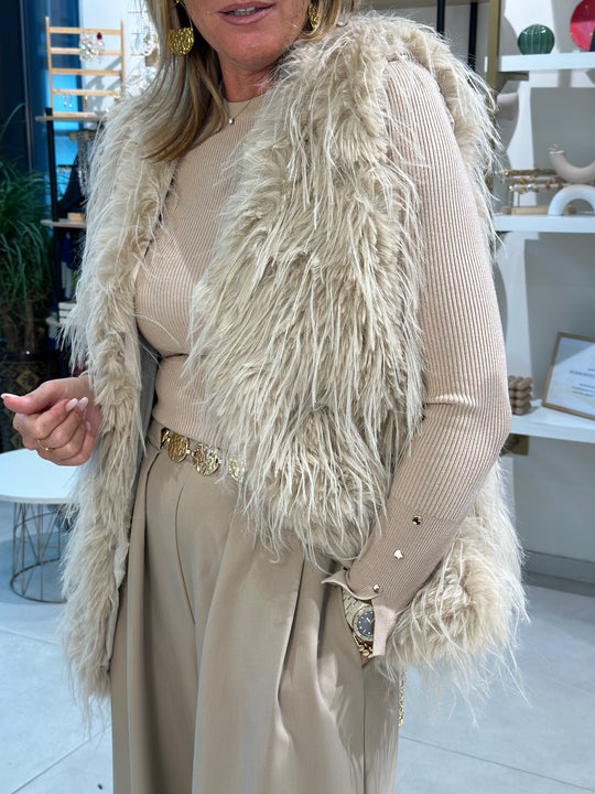 Gilet foufou beige