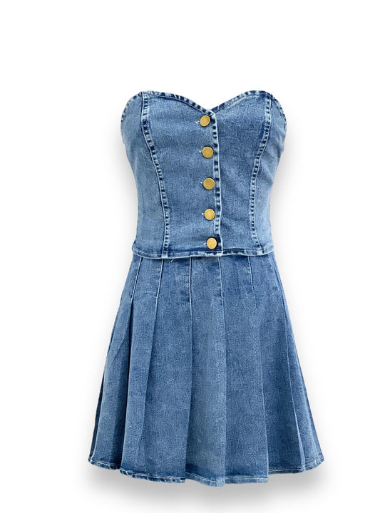 Ensemble jean bustier + jupe