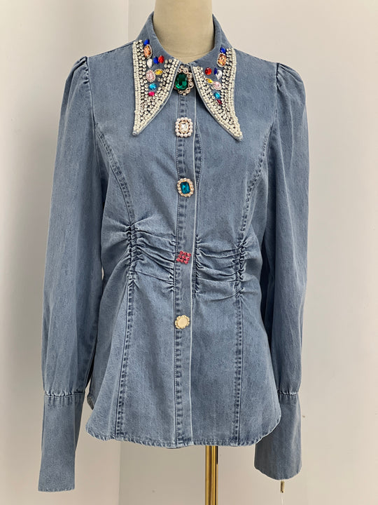 Chemise cintré jean strass