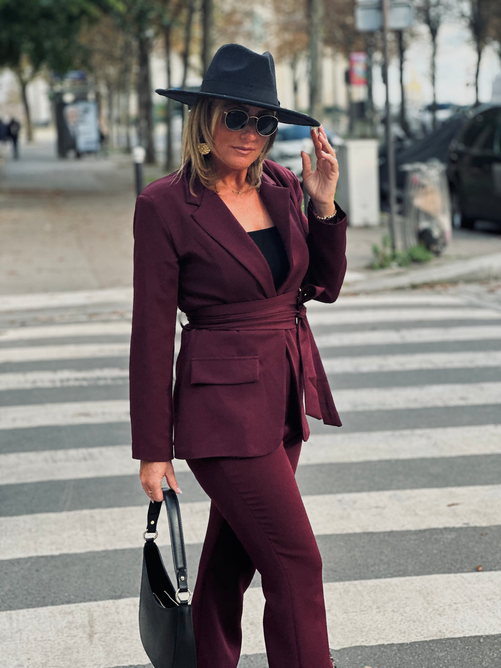 Ensemble blazer chic Bordeaux