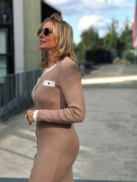 Robe mi-longe maille Margaux Camel