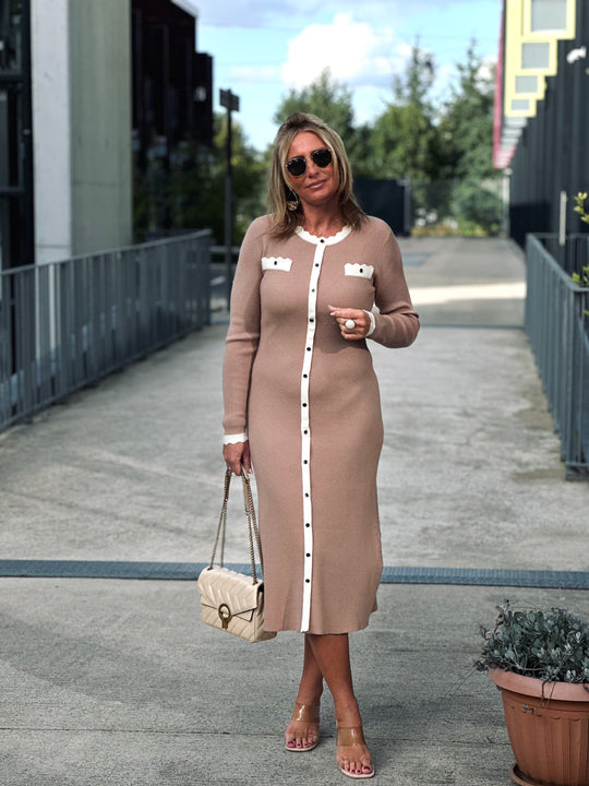 Robe mi-longe maille Margaux Camel