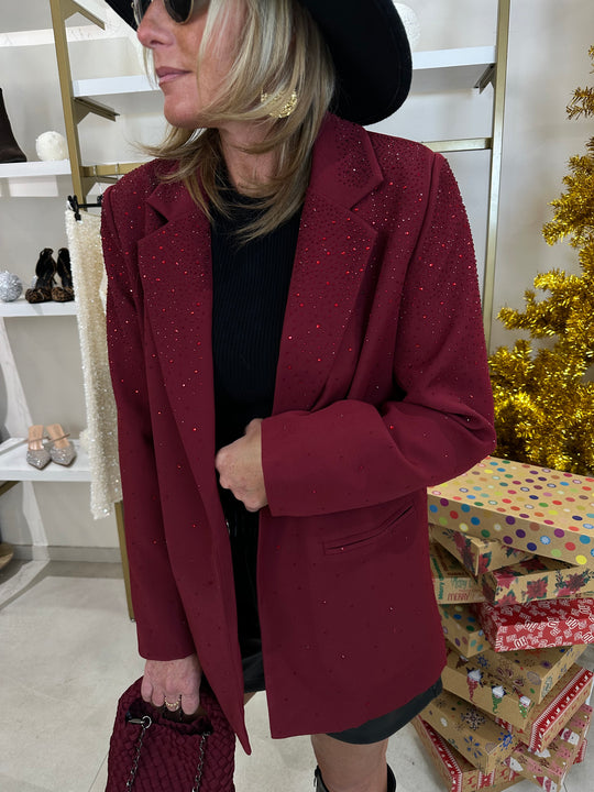 Blazer droit strass Sonia en Bordeaux / Aï