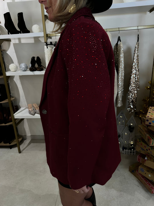 Blazer droit strass Sonia en Bordeaux / Aï