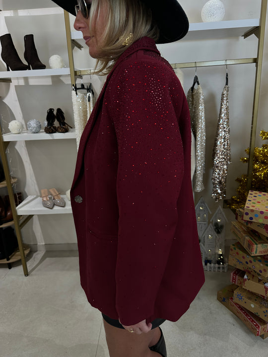 Blazer droit strass Sonia en Bordeaux / Aï