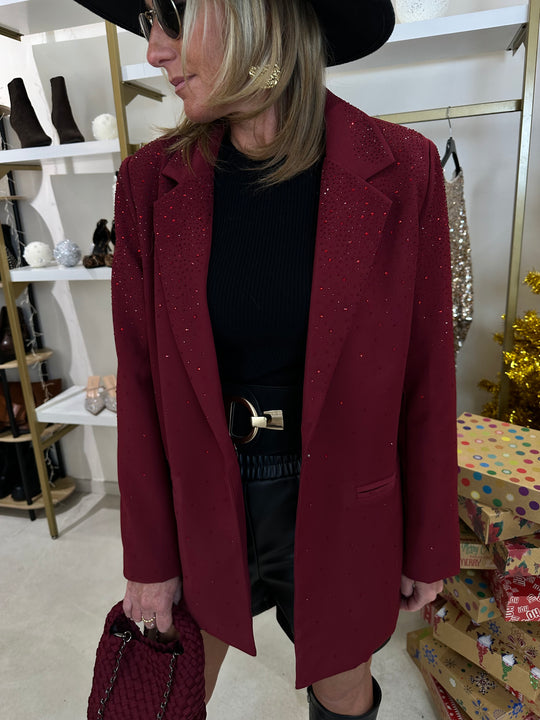 Blazer droit strass Sonia en Bordeaux / Aï