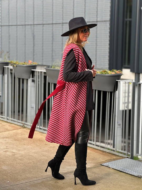 Gilet épaisse zèbre Bordeaux sans manches