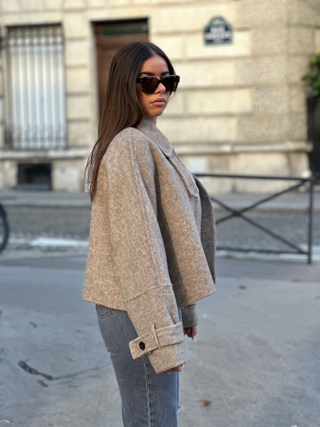 Veste laine Taupe Cecile