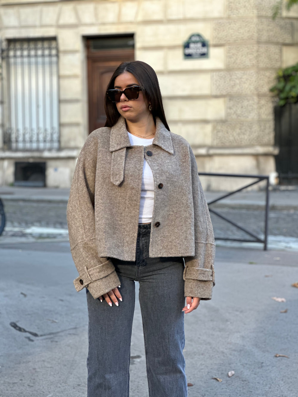 Veste laine Taupe Cecile