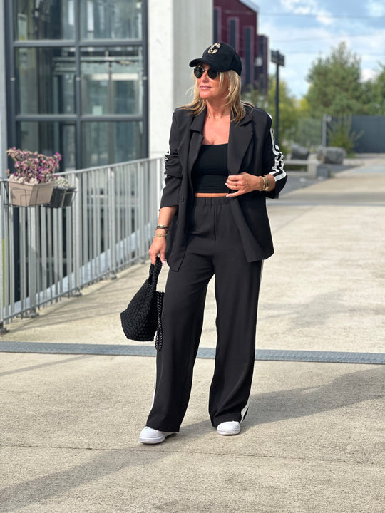 Ensemble blazer bandes coco Noir