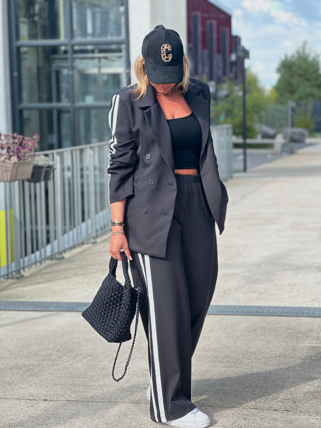 Ensemble blazer bandes coco Noir