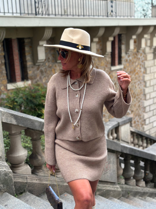 Ensemble maille Lucie taupe