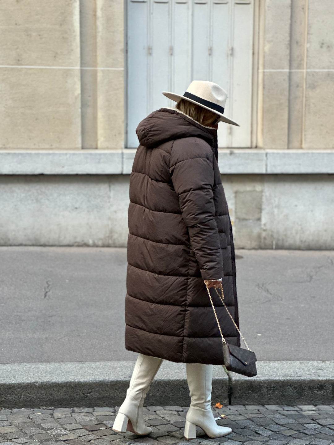 Doudoune longue réversible moumoute CHOCO