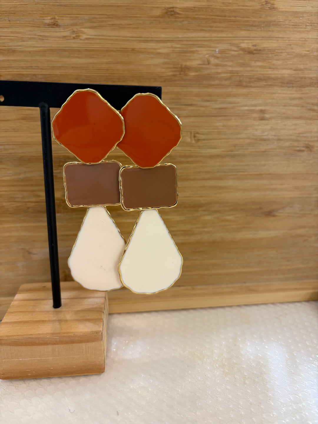 Boucle d'oreilles orange pierres