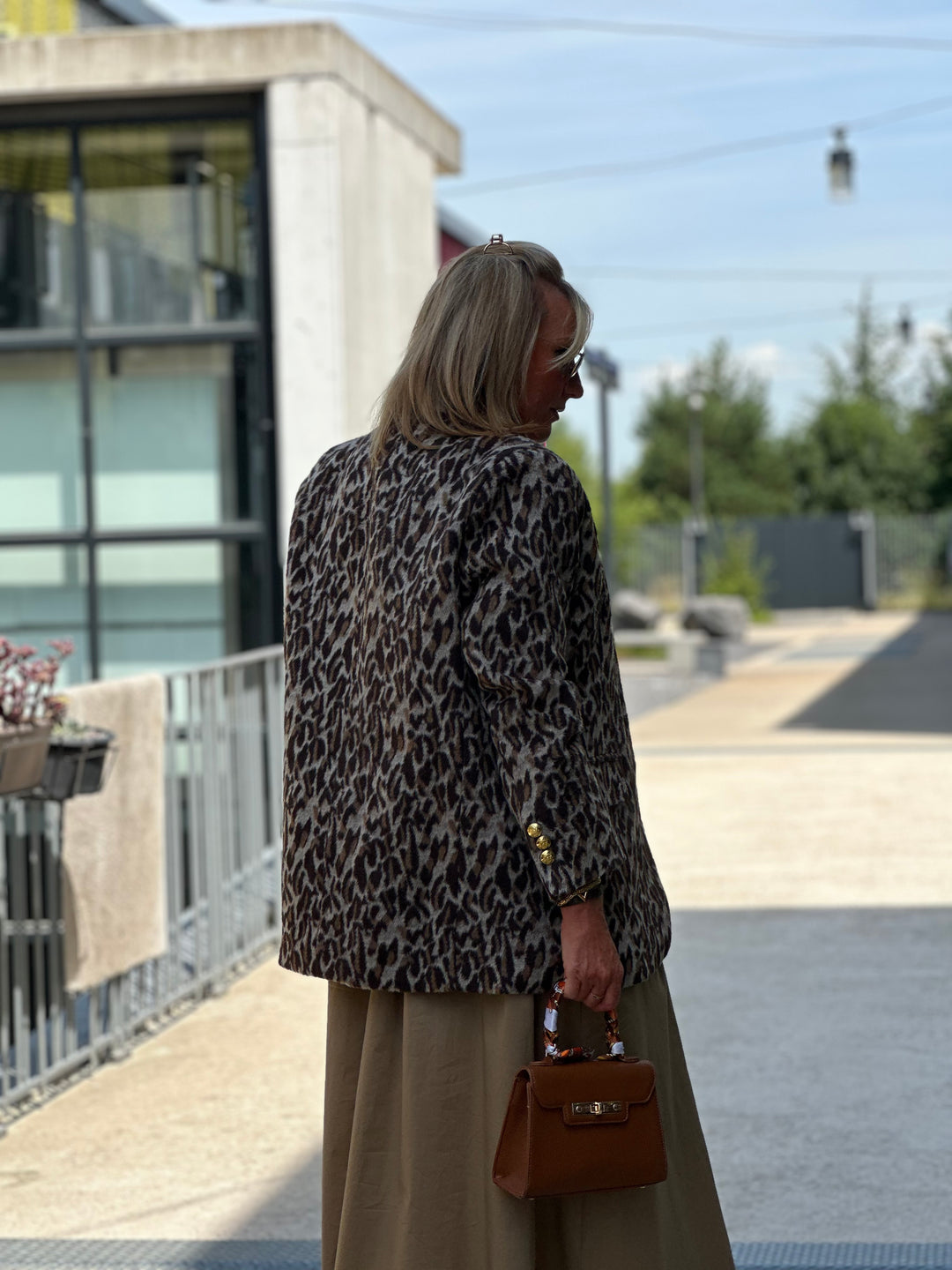 Veste feutrine léopard Camel/choco