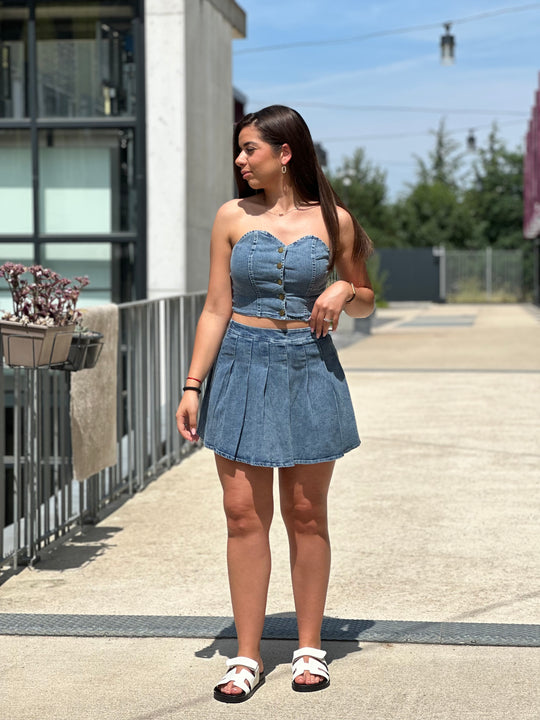 Ensemble jean bustier + jupe