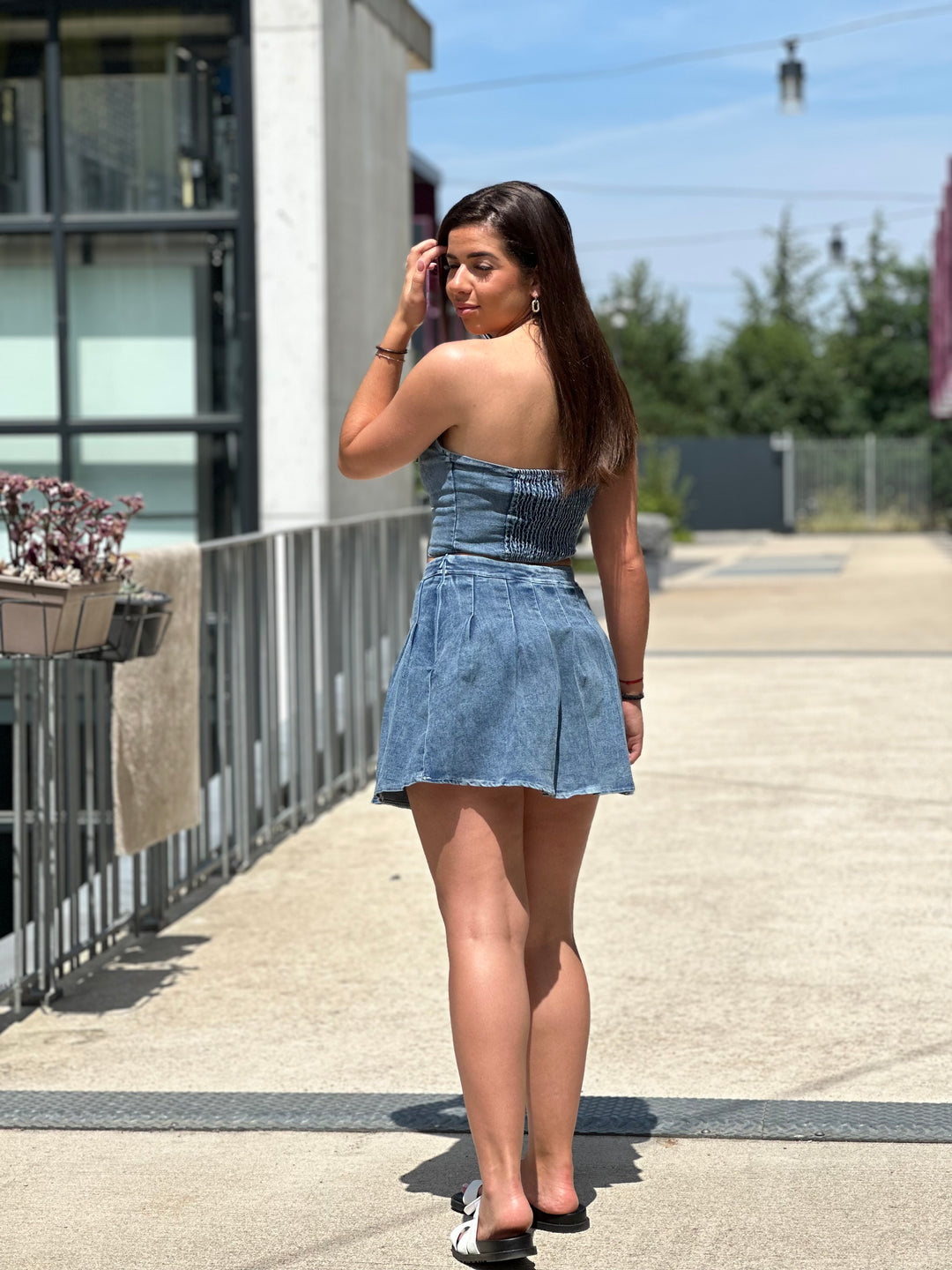 Ensemble jean bustier + jupe