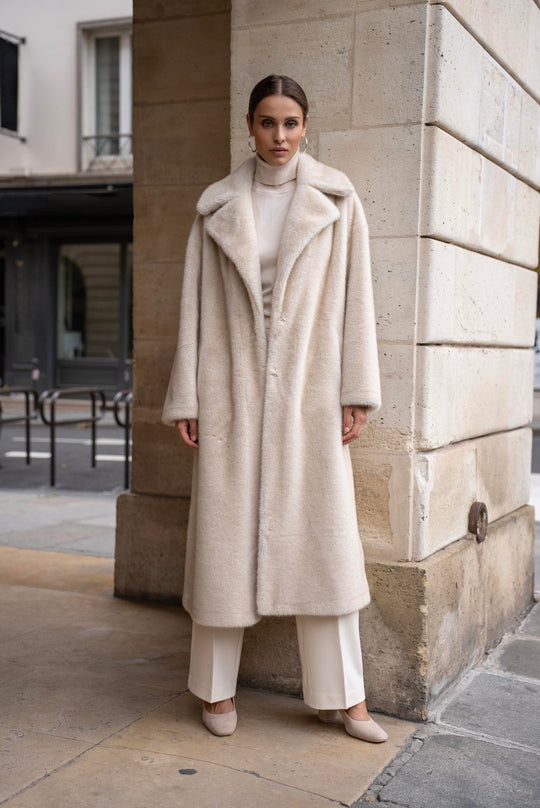 Manteau fourrure longue Véronique beige