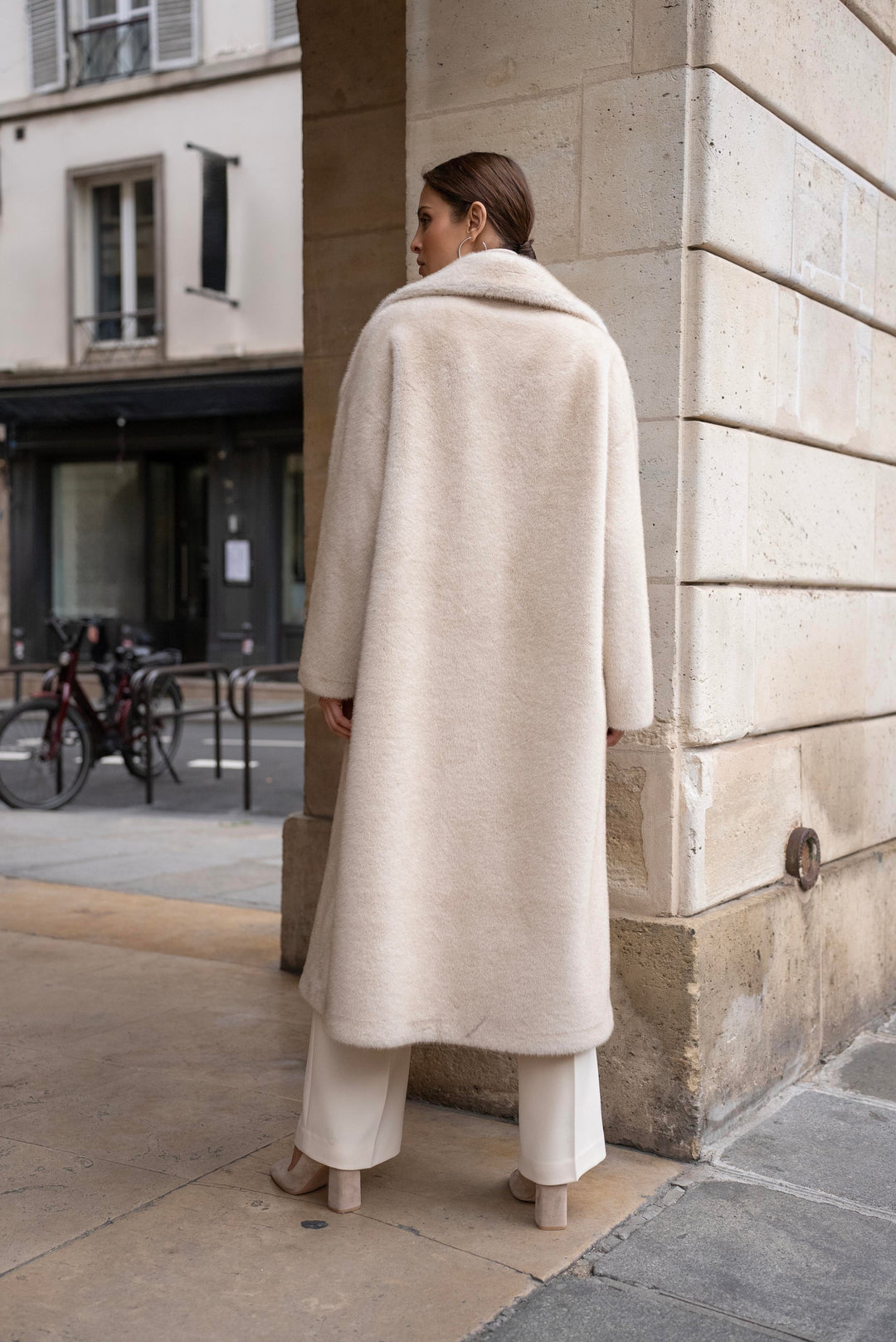 Manteau fourrure longue Véronique beige