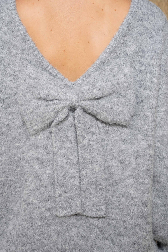 Pull maille gros noued gris claire