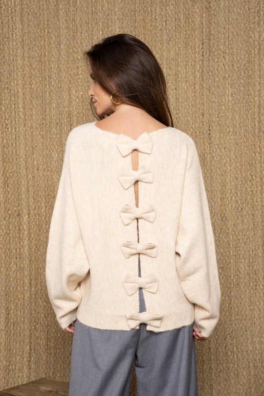 Pull maille petits noueux beige / Pu