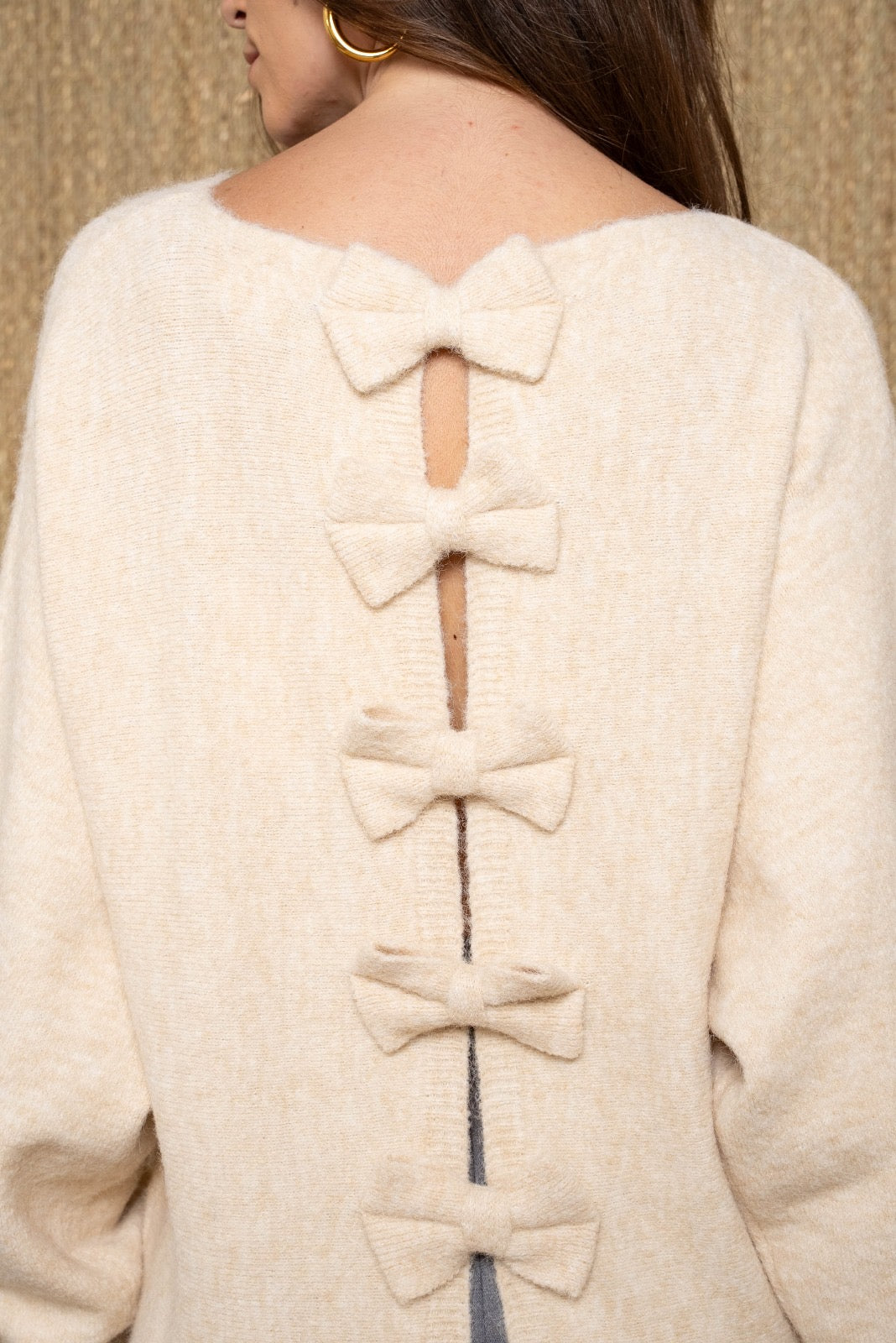 Pull maille petits noueux beige / Pu