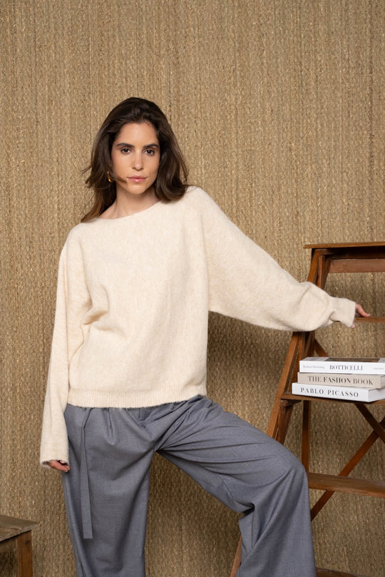 Pull maille petits noueux beige