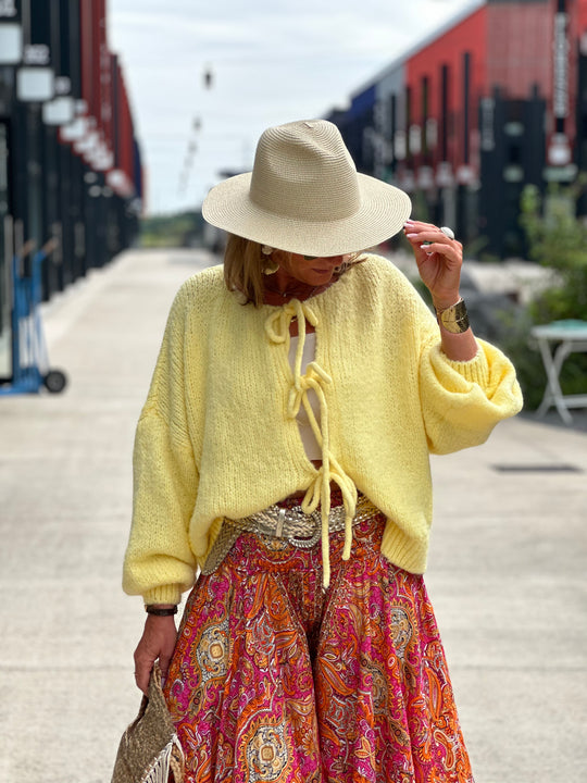 Gilet maille nouée Jaune