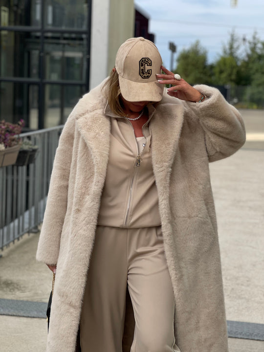 Ensemble jogging bandes Nathalie en beige uni