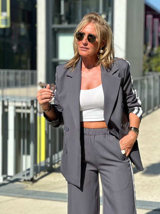 Ensemble blazer bandes coco Gris