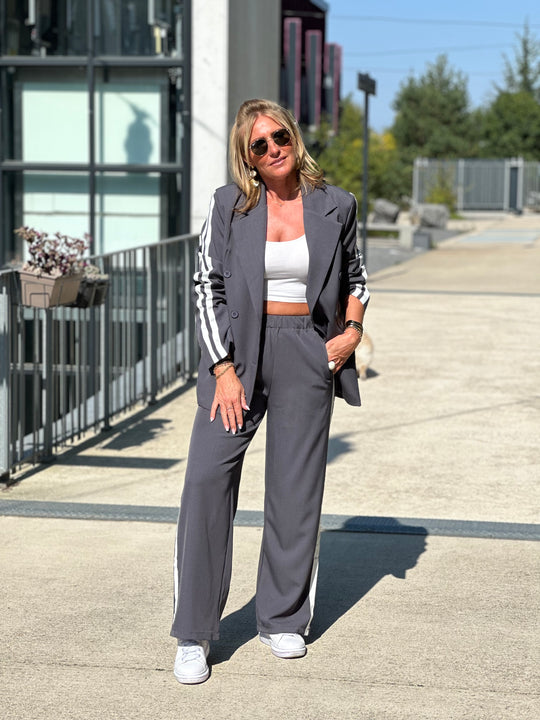 Ensemble blazer bandes coco Gris