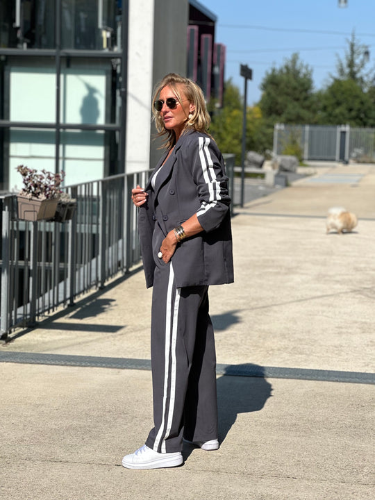 Ensemble blazer bandes coco Gris